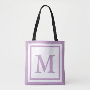 Tote Bag Monogramme blanc simple et Lilac