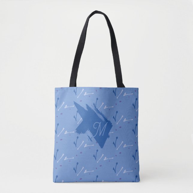 Tote Bag Monogramme bleu pervenche graphique capricieux Doo (Devant)