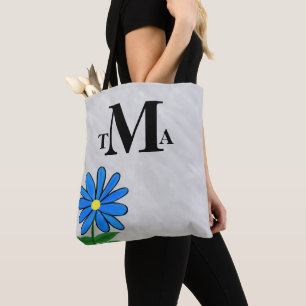 Tote Bag Monogramme Blue Daisy