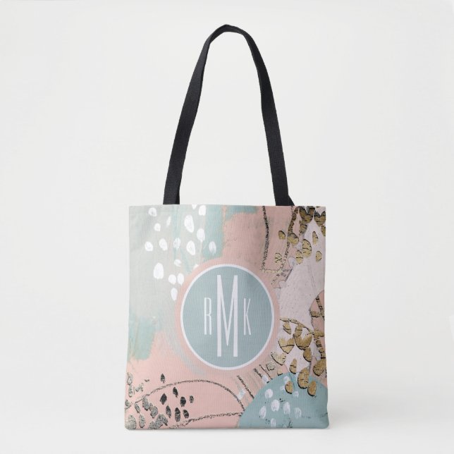 Tote Bag Monogramme | Blush & Gold I (Devant)