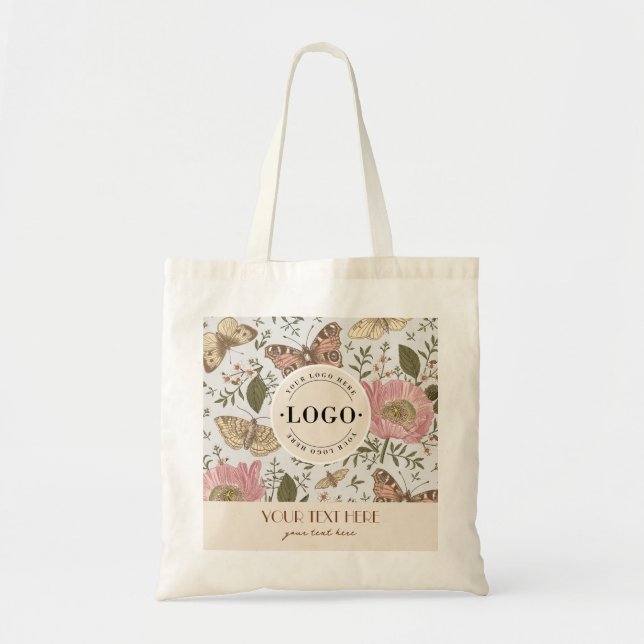 Tote Bag Monogramme botanique Fleur sauvage moderne et tend (Devant)