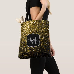 Tote Bag Monogramme brillant or foncé parties scintillant b