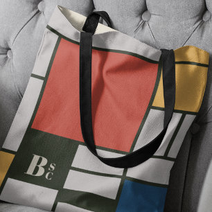 Tote Bag Monogramme Carré De Stijl Inspiré