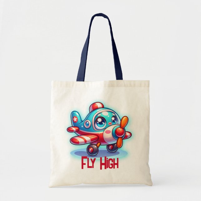 Tote Bag Monogramme Cartoon plan bleu | (Devant)