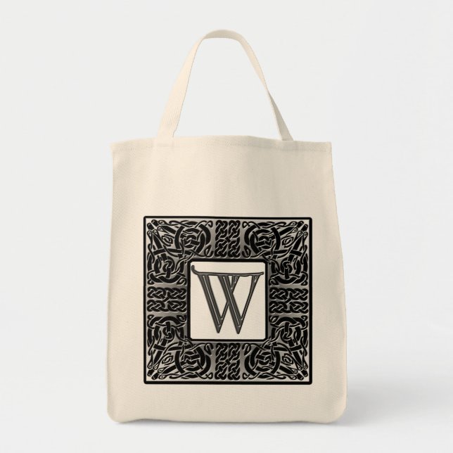 Tote Bag Monogramme Celtique "W" argenté (Devant)