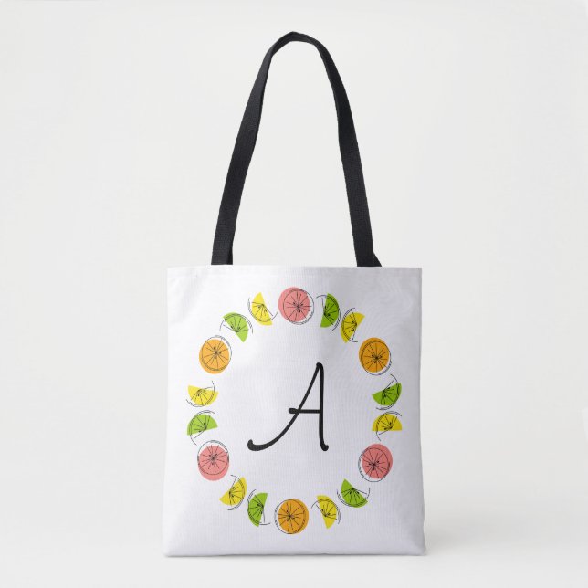 Tote Bag Monogramme Cercle Citrus à deux côtés partout à fo (Devant)