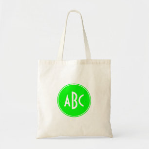 Tote Bag Monogramme cercle vert citron et blanc