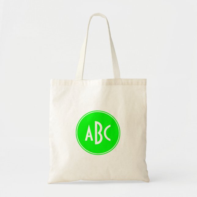 Tote Bag Monogramme cercle vert citron et blanc (Devant)