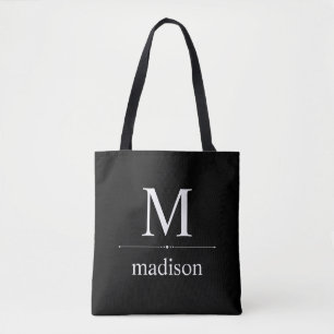 Tote Bag Monogramme classique simple en noir et blanc