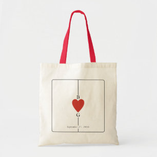 Tote Bag Monogramme Coeurs de jeu Mariage de carte
