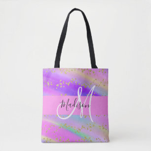 Tote Bag Monogramme coloré de la Parties scintillant d'or