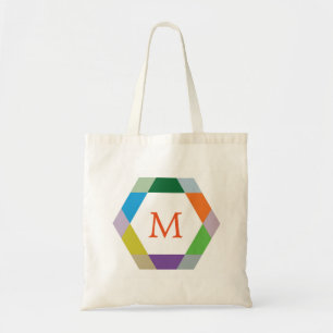 Tote Bag Monogramme coloré Hexa rond et orange personnalisé