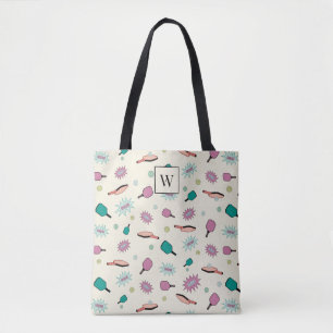 Tote Bag Monogramme coloré Pickleball Premier Motif initial