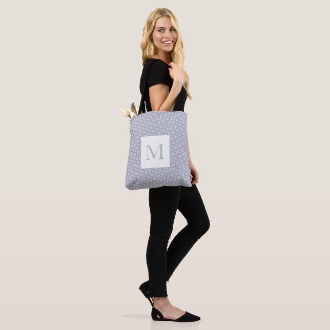 Tote Bag Monogramme Conception géométrique moderne Gris Ros (Sur le modèle)