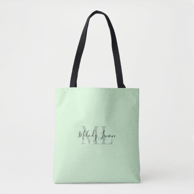 Tote Bag Monogramme | Conception personnalisée de noir et d (Devant)
