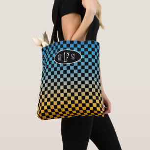 Tote Bag Monogramme Coucher de Soleil Bleu et Jaune à Damie