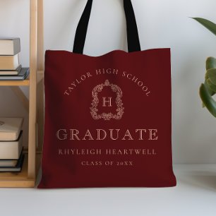 Tote Bag Monogramme Crête Bourgogne Rose Diplômé