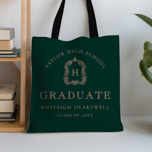 Tote Bag Monogramme Crête Rose Vert Foncé Diplômé