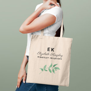 Tote Bag Monogramme d'affaires de verdure à l'aquarelle