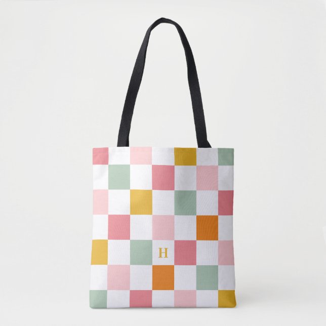 Tote Bag Monogramme damier coloré (Devant)