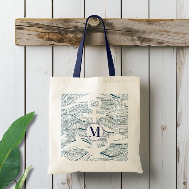 Tote Bag Monogramme d'ancre Navy et Blanc (Créateur téléchargé)