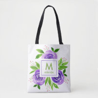 Monogramme d'aquarelle violet Rose personnalisé