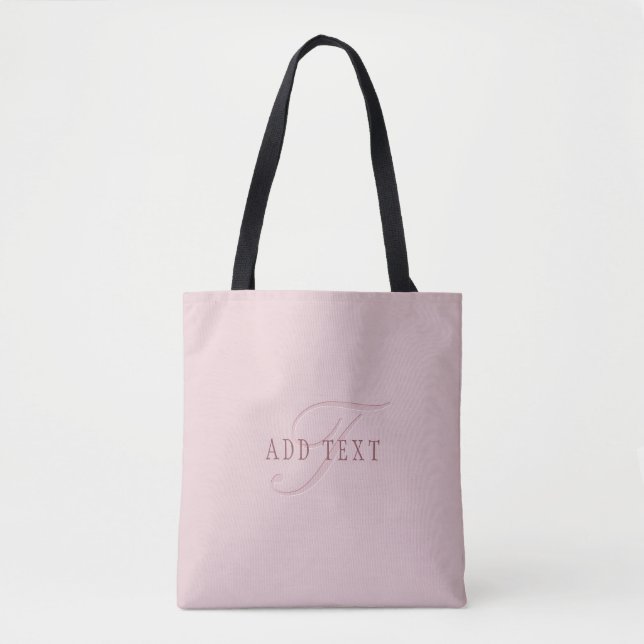 Tote Bag Monogramme d'aspect élégant | Or rose (Devant)