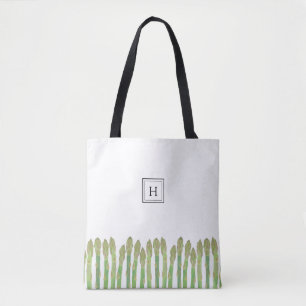 Tote Bag Monogramme d'Asperges vertes fraîches