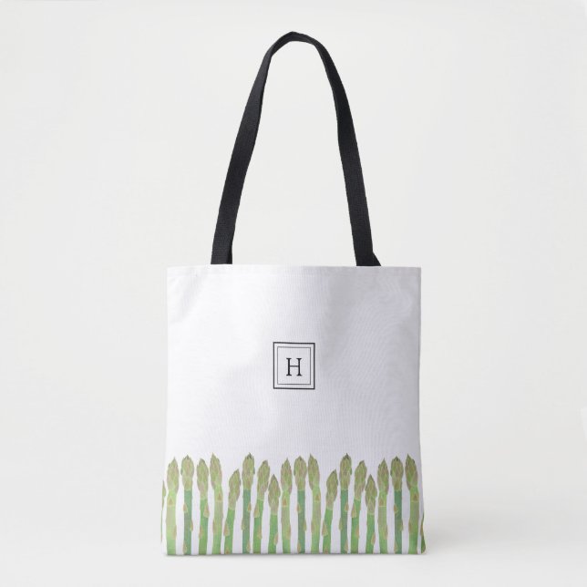 Tote Bag Monogramme d'Asperges vertes fraîches (Devant)