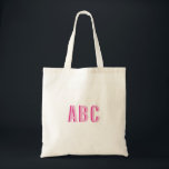 Tote Bag Monogramme de 3 lettres en rose empilée<br><div class="desc">Couleur double couche de monogramme rose vif et rose vif et rose vif. Un monogramme rose avec une ombre de chute rose chaud. Vous pouvez augmenter la taille de police si vous le souhaitez.</div>