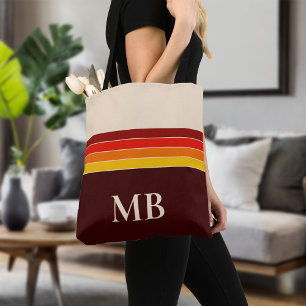 Tote Bag Monogramme de bandes rétro