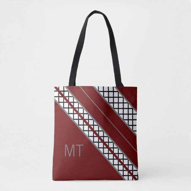 Tote Bag Monogramme de Bourgogne et gris (Devant)