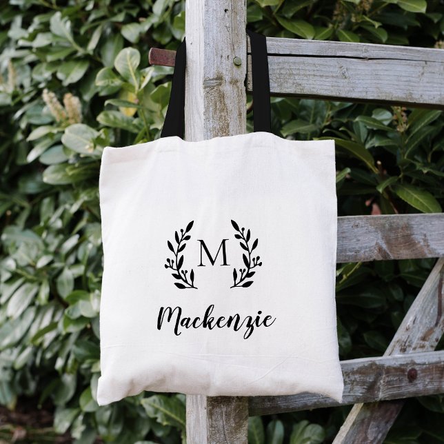 Tote Bag Monogramme de branche rustique (Créateur téléchargé)