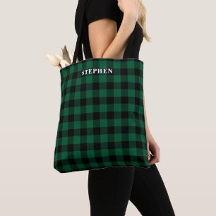 Tote Bag Monogramme de Buffle vert noir