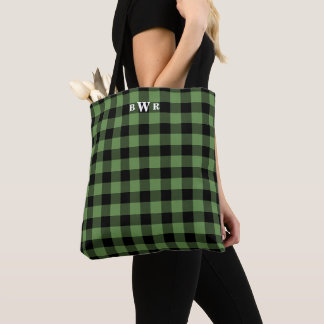 Tote Bag Monogramme de Buffle vert noir