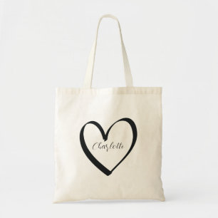 Tote Bag Monogramme de cœur d'amour Swag de demoiselle d'ho