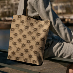Tote Bag Monogramme de couronne d'affaires rustique et élég
