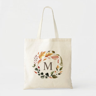 Tote Bag monogramme de couronne florale