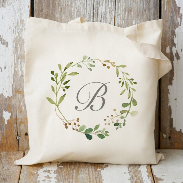 Tote Bag Monogramme de couronne verte (Créateur téléchargé)