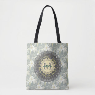 Tote Bag Monogramme de dentelle marron de la plus belle gra