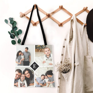 Tote Bag Monogramme de famille de collection de photos Inst