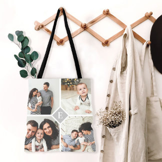 Tote Bag Monogramme de famille de collection de photos Inst
