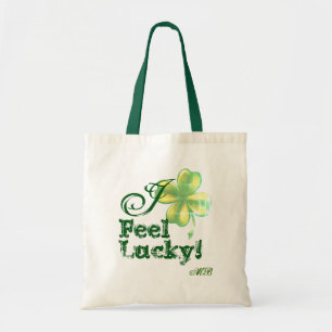Tote Bag Monogramme de femme, je me sens chanceuse, Shamroc
