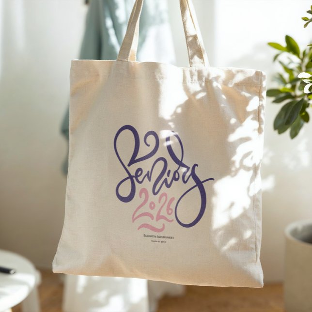 Tote Bag Monogramme de fin d'études en script Senior 2026  (Créateur téléchargé)