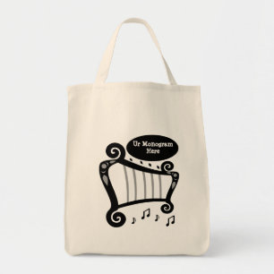 Tote Bag Monogramme de harpe noire et blanche