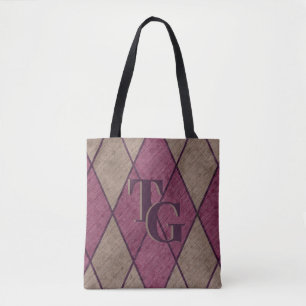 Tote Bag Monogramme de Jacquard de diamant rouge classique