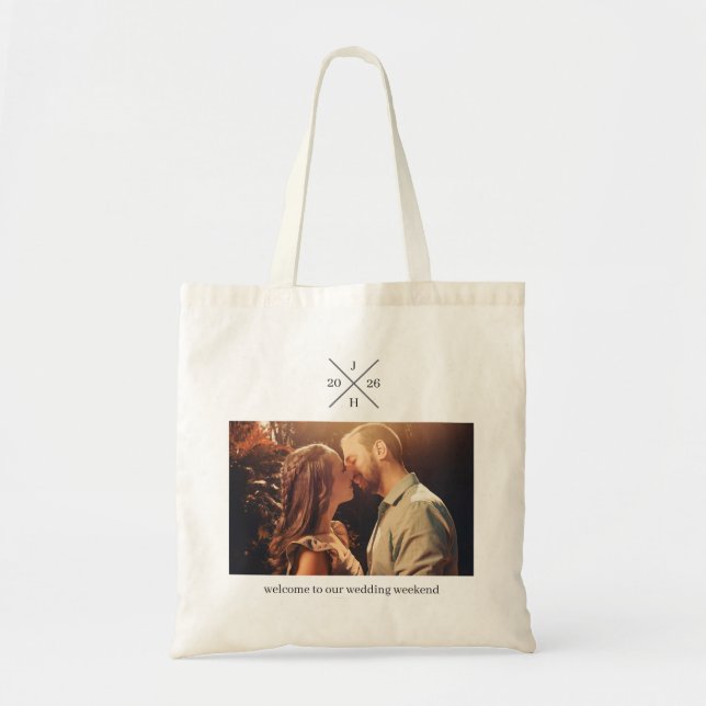 Tote Bag Monogramme de jour de mariage (Devant)