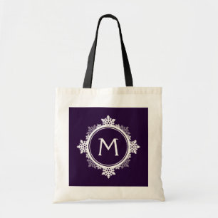 Tote Bag Monogramme de la couronne de neige dans le violet