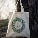 Tote Bag Monogramme de la feuille de pin<br><div class="desc">Sac fourre-tout de couronne de pin avec Monogramme. Pour une personnalisation plus avancée de cette conception,  cliquez sur le BOUTON OUTIL DESIGN BLEU. Des articles correspondants sont également disponibles.</div>