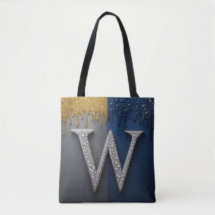 Tote Bag Monogramme de la lettre W avec diamants et perles
